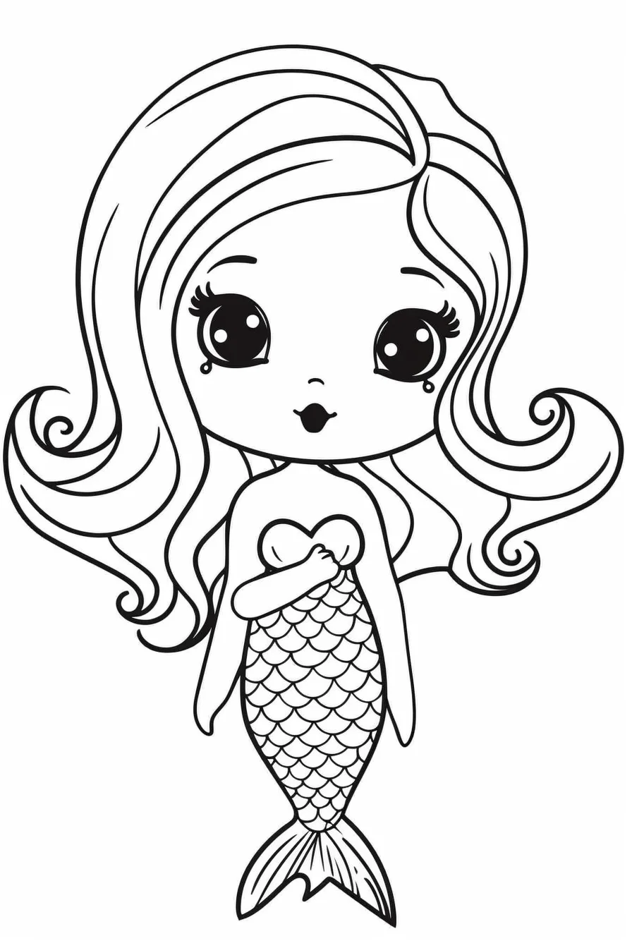 Cute mermaid coloring pages for kids