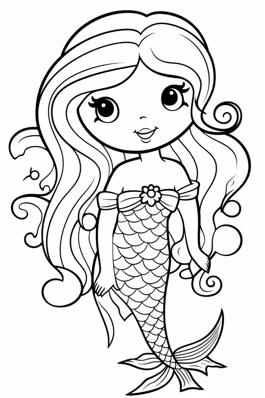 Cute mermaid coloring pages free printable