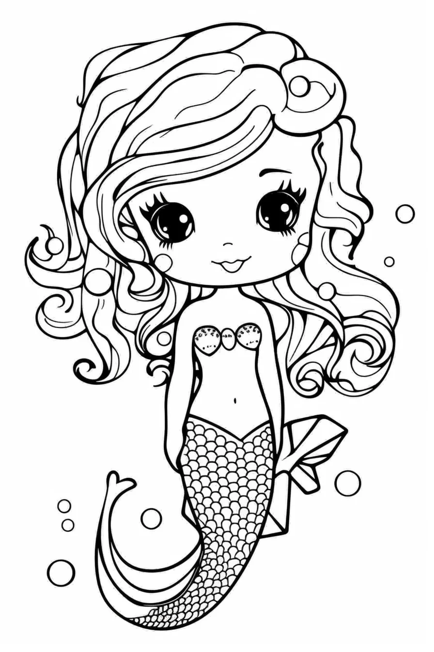 Cute mermaid coloring pages free