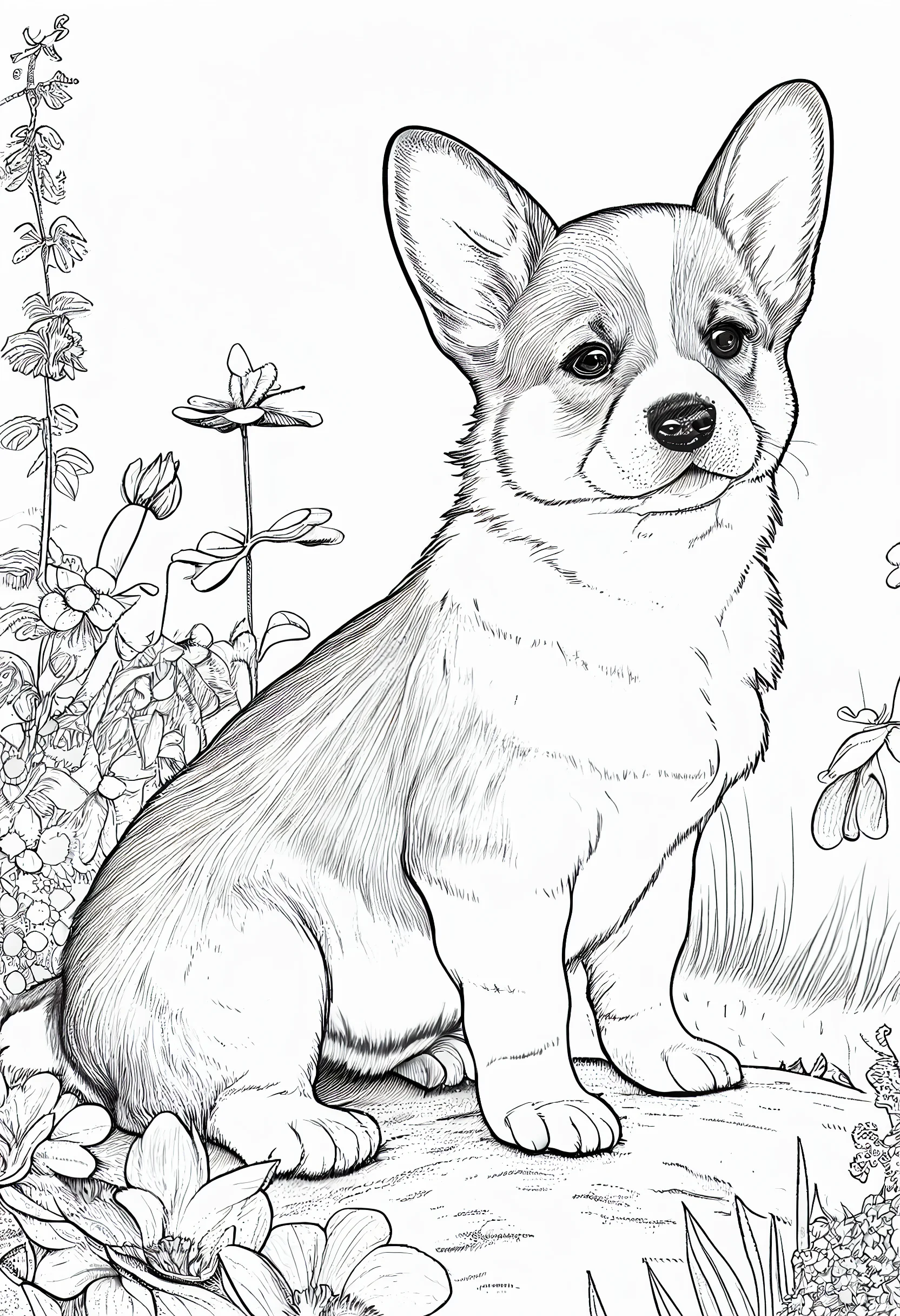 Cute puppy corgi coloring pages