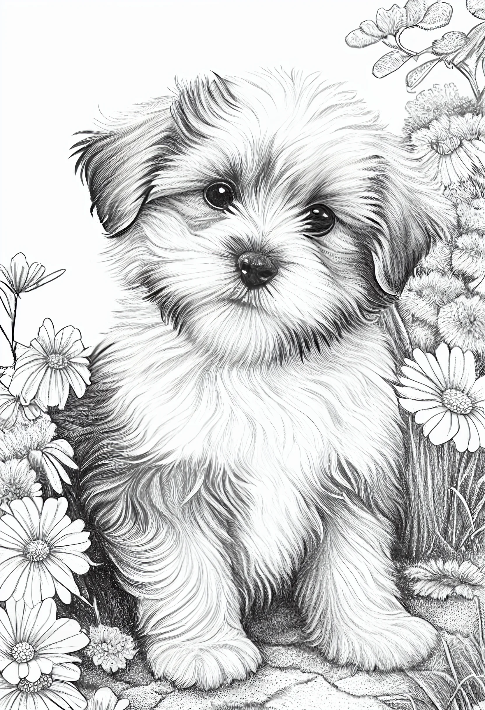 Cute realistic puppy dog coloring pages
