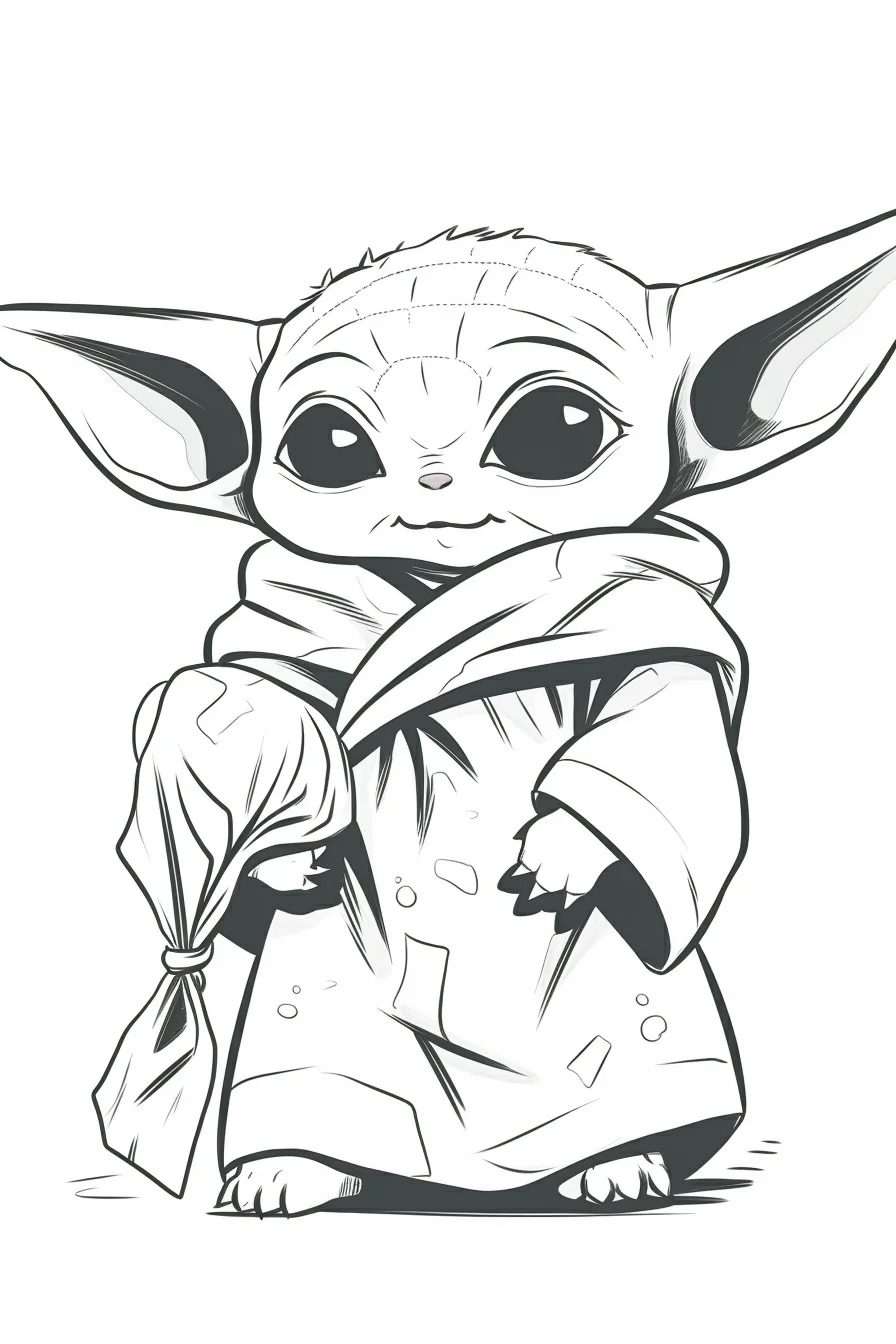 Draw Baby Yoda Coloring Page