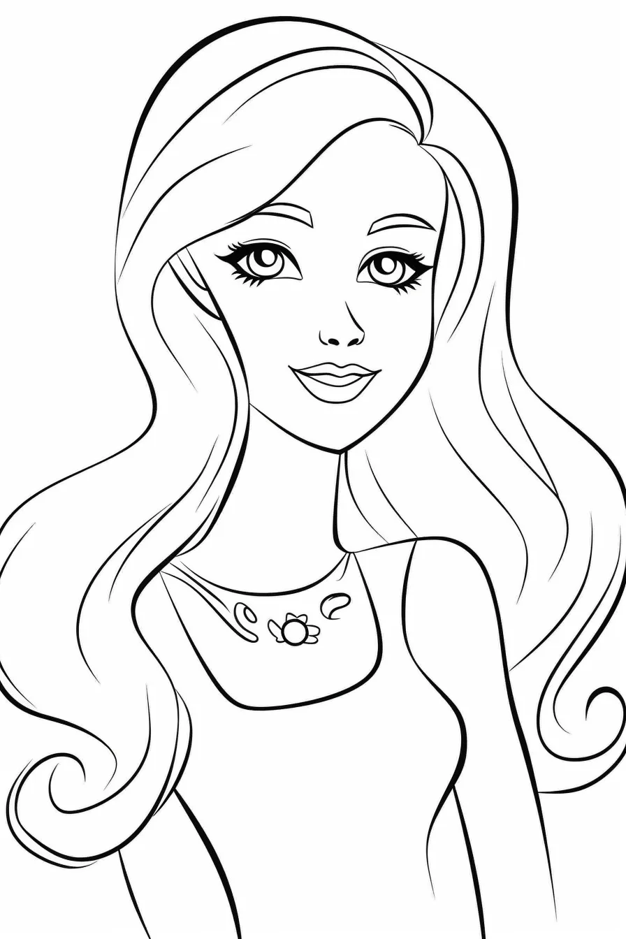 Easy Barbie Coloring Pages