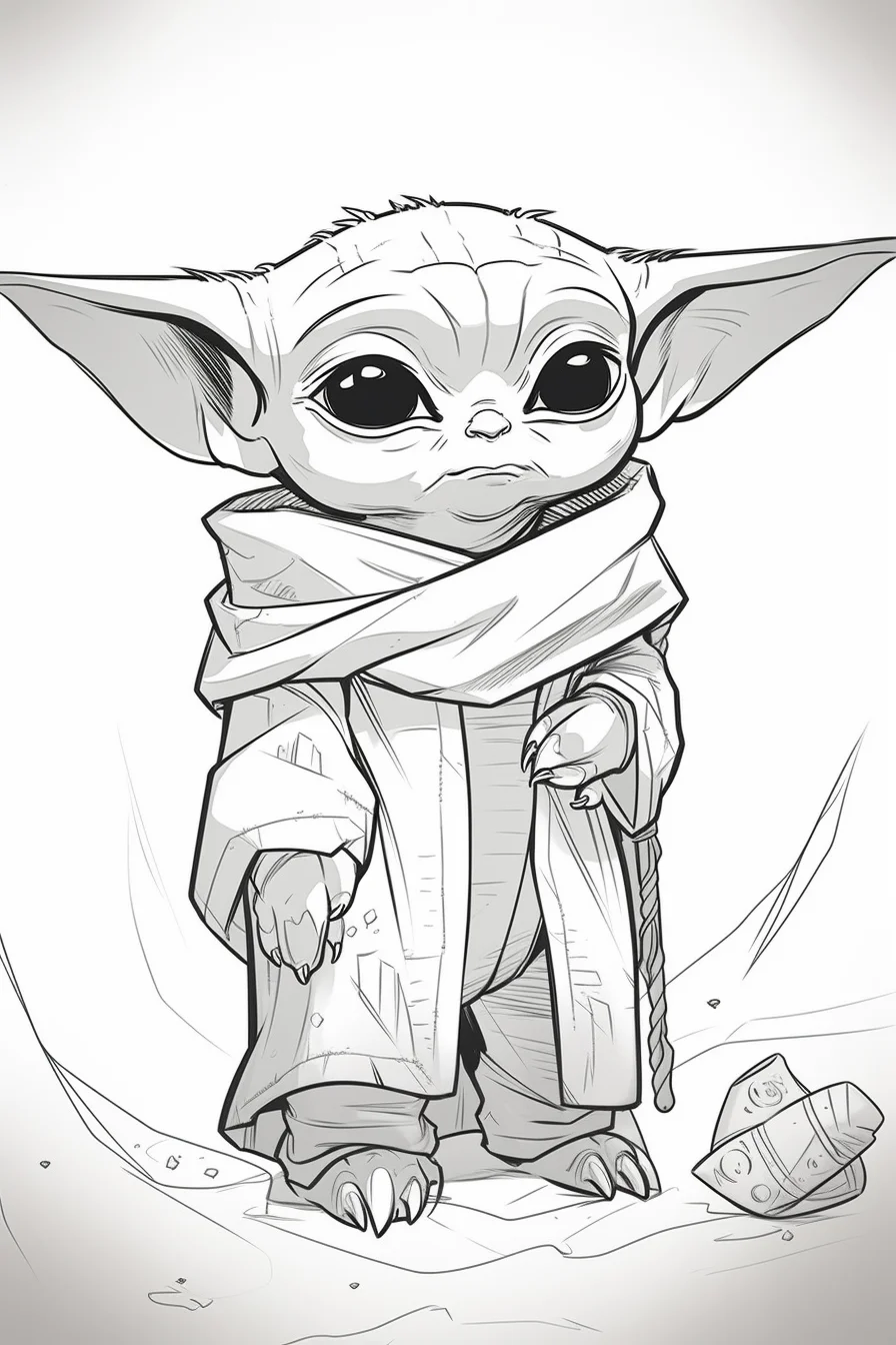 Easy Drawing Baby Yoda Coloring Pages