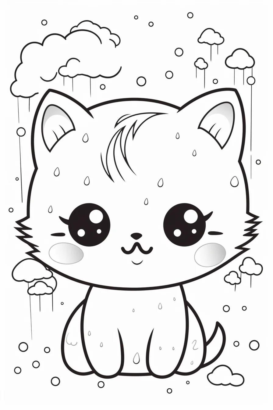 Easy cute cat coloring pages
