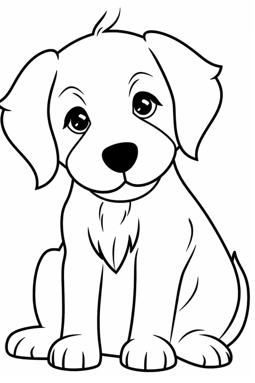 Easy cute golden retriever puppy coloring pages for kids