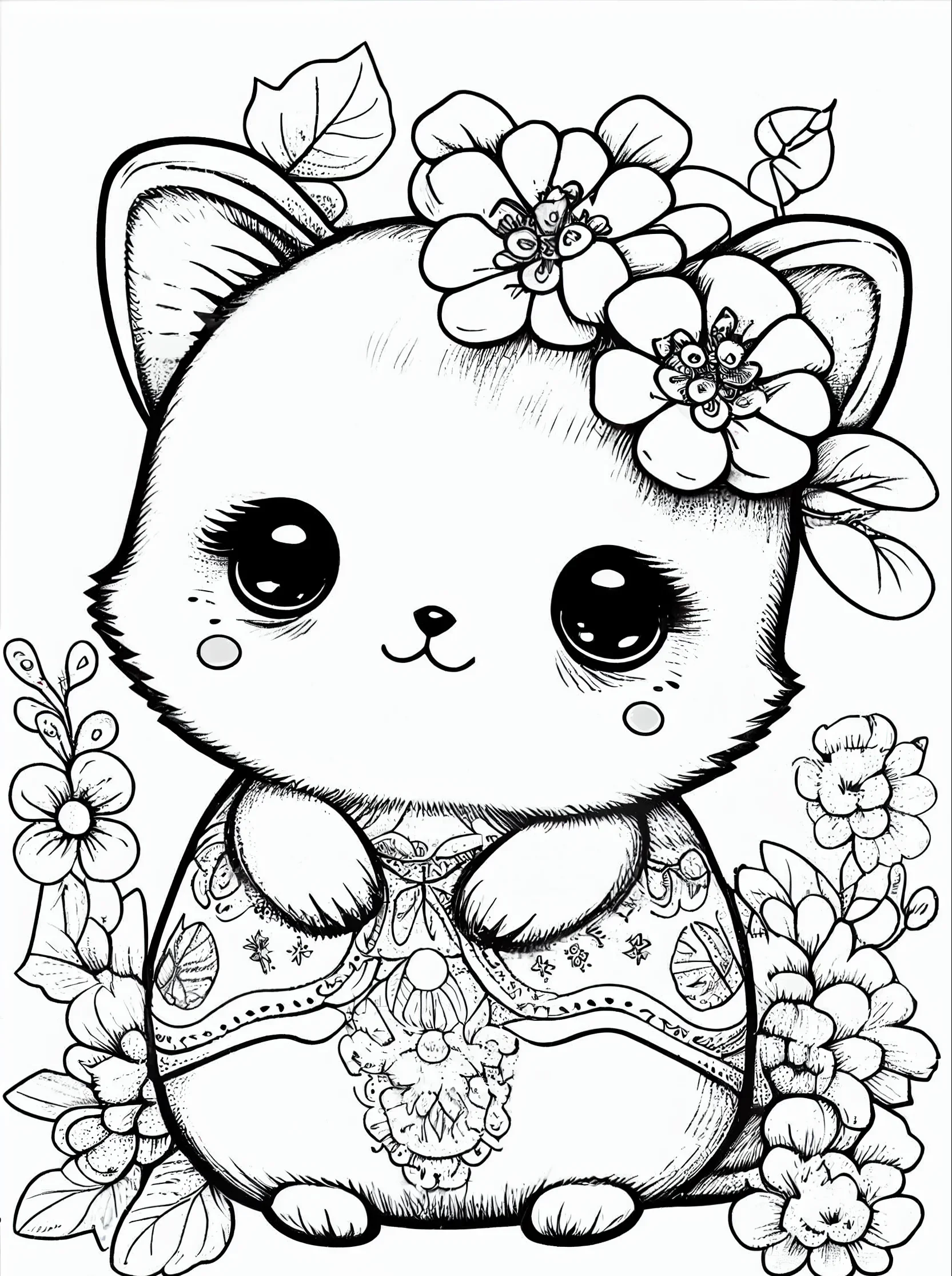 Easy kawaii cute coloring pages