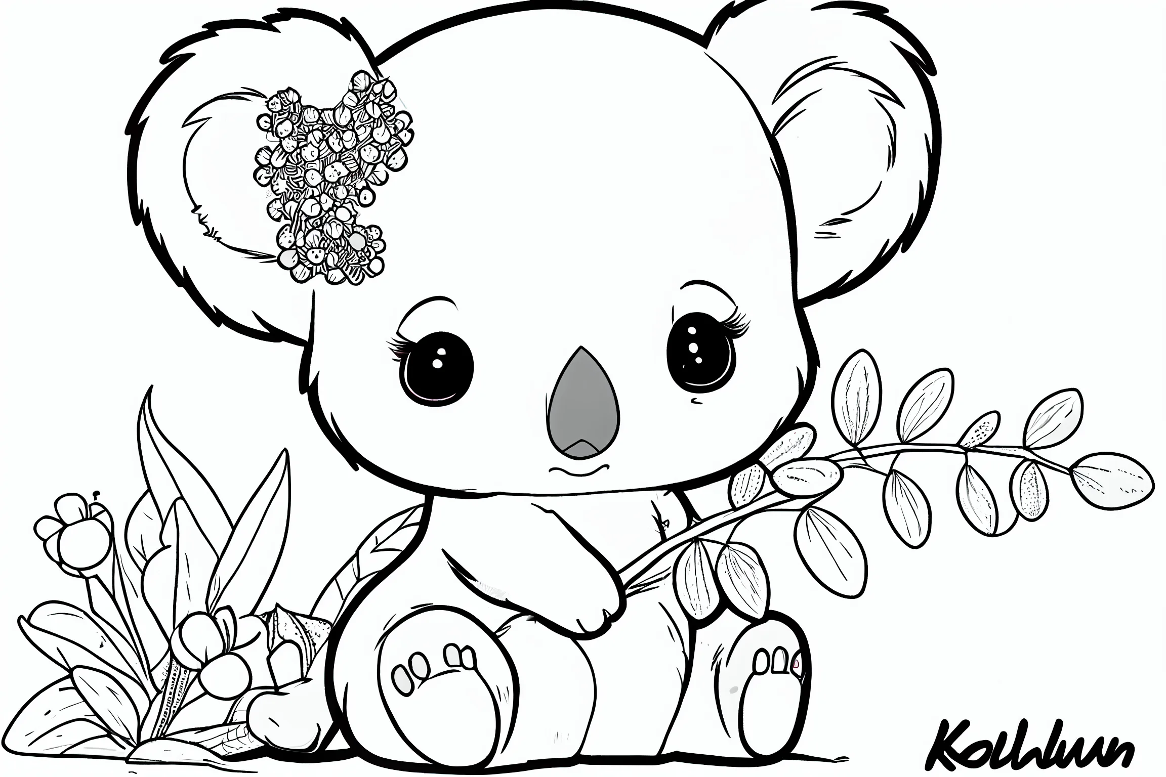 Easy koala coloring pages