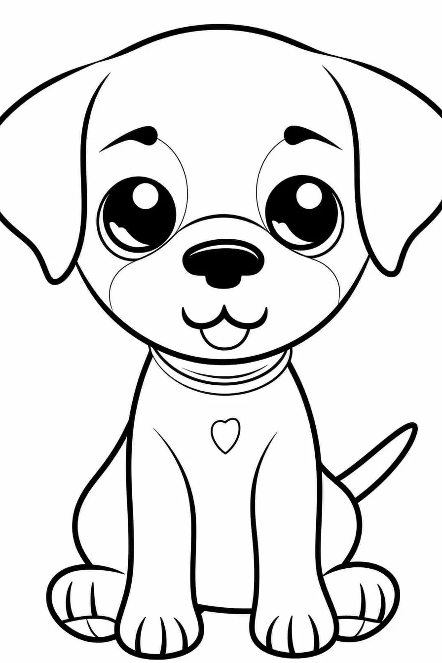 Easy puppy coloring pages for kids