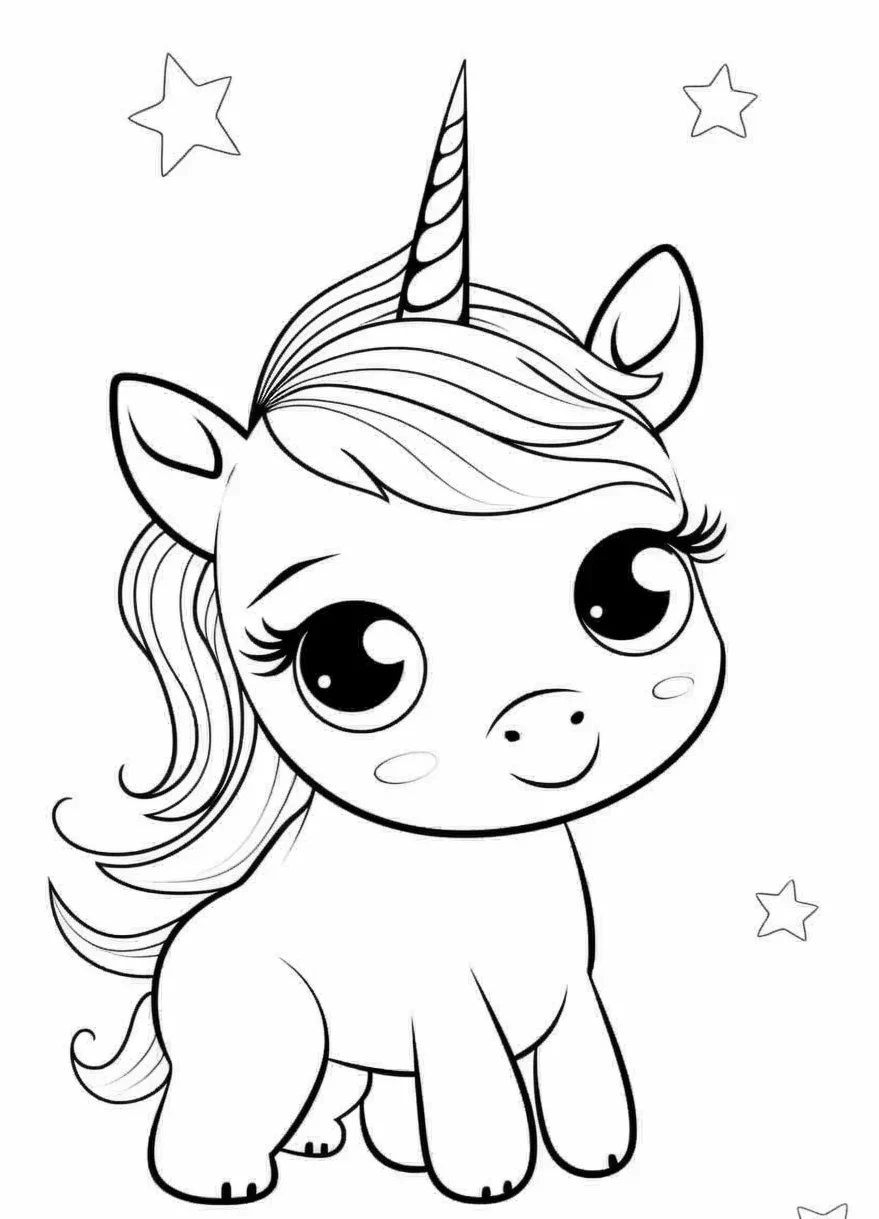Easy unicorn coloring pages printable