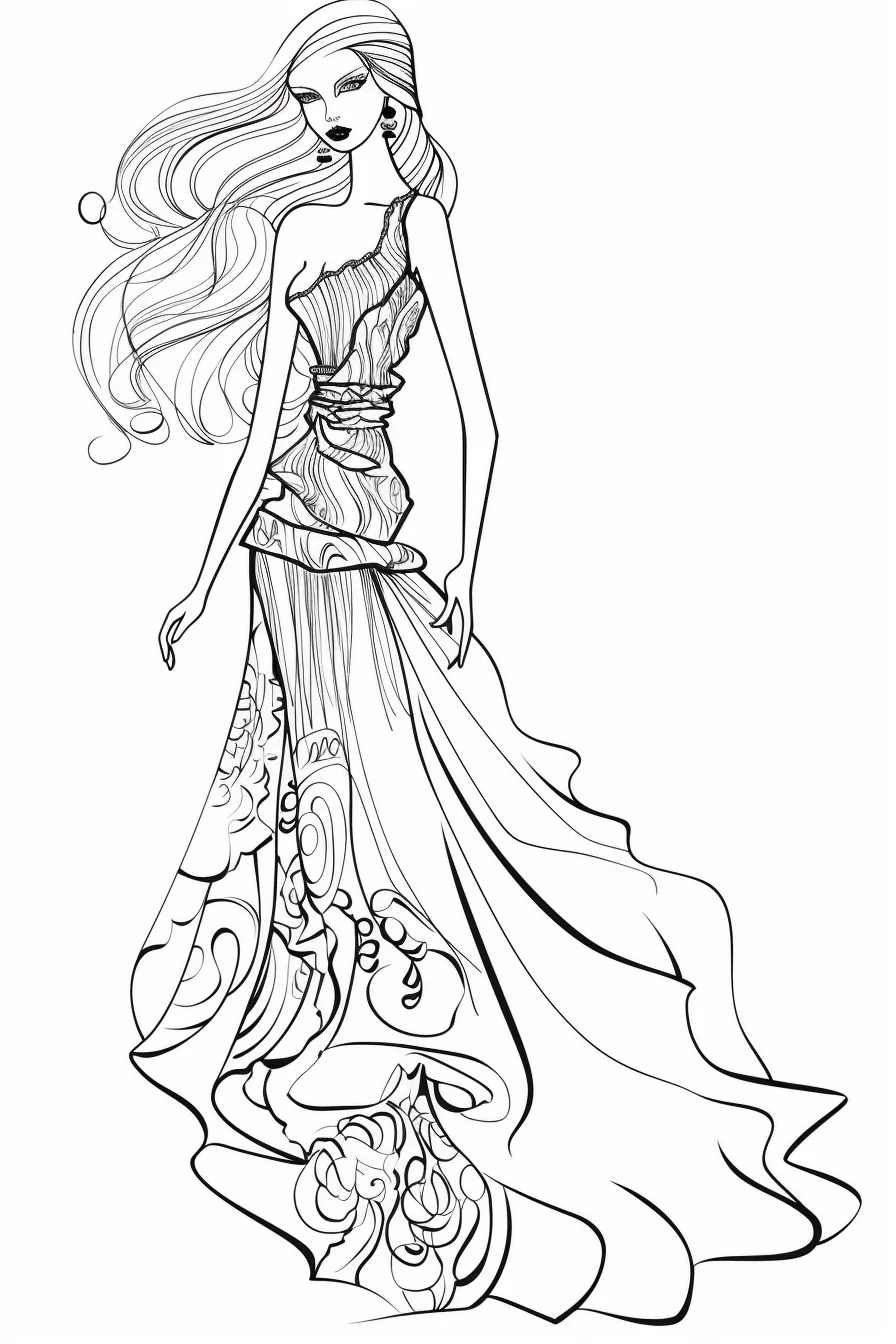 Fashion Barbie Coloring page