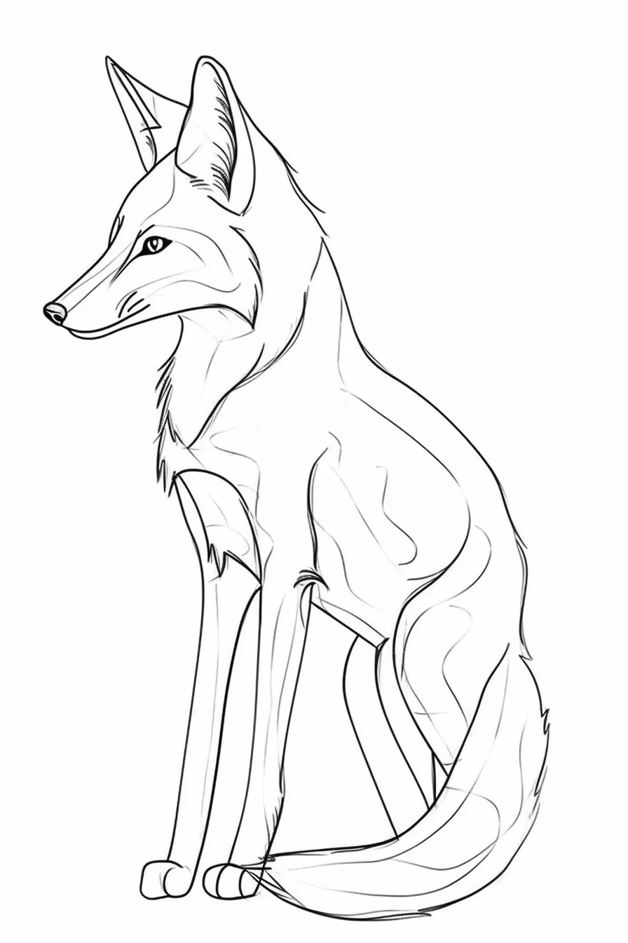Fox drawing outline easy