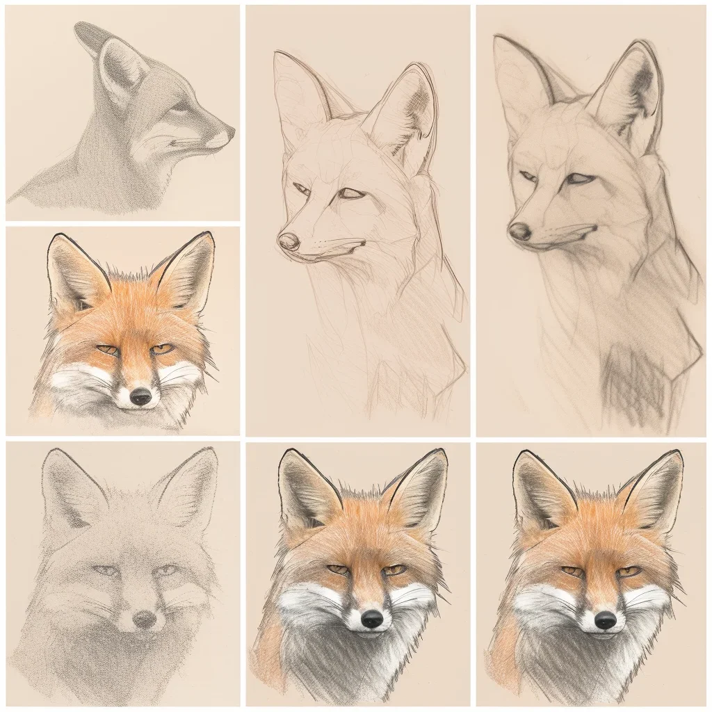 Fox drawing step by step easy