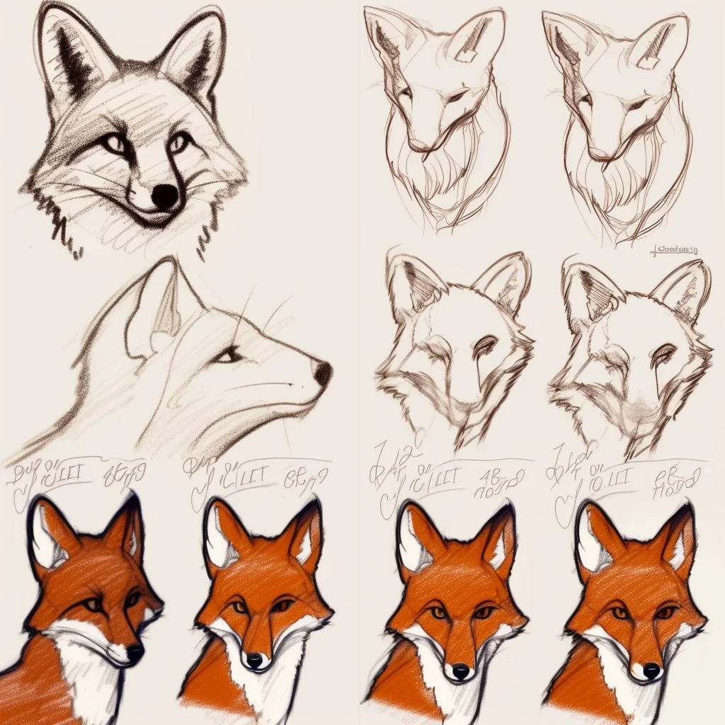 Fox face drawing easy step by step
