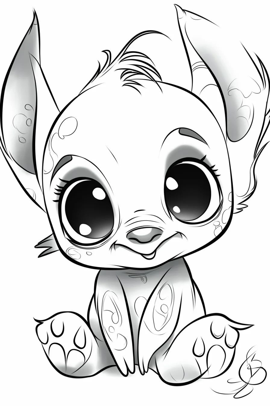 Kawaii baby stitch coloring pages