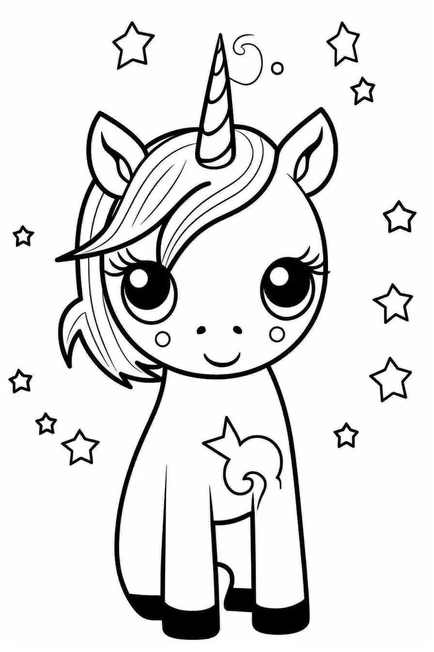 Kawaii cute baby unicorn coloring pages