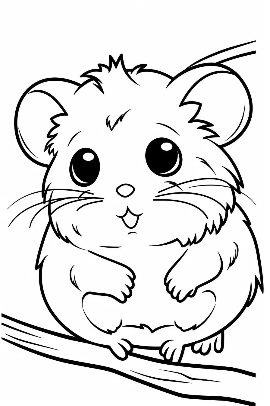 Kawaii cute hamster mouse coloring pages for kids