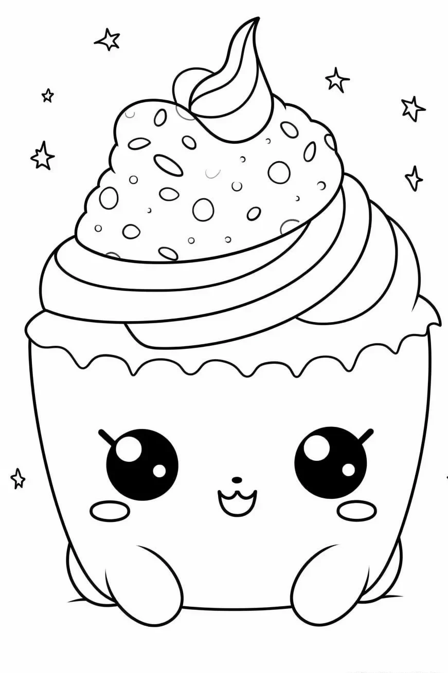Kawaii food coloring pages for girls