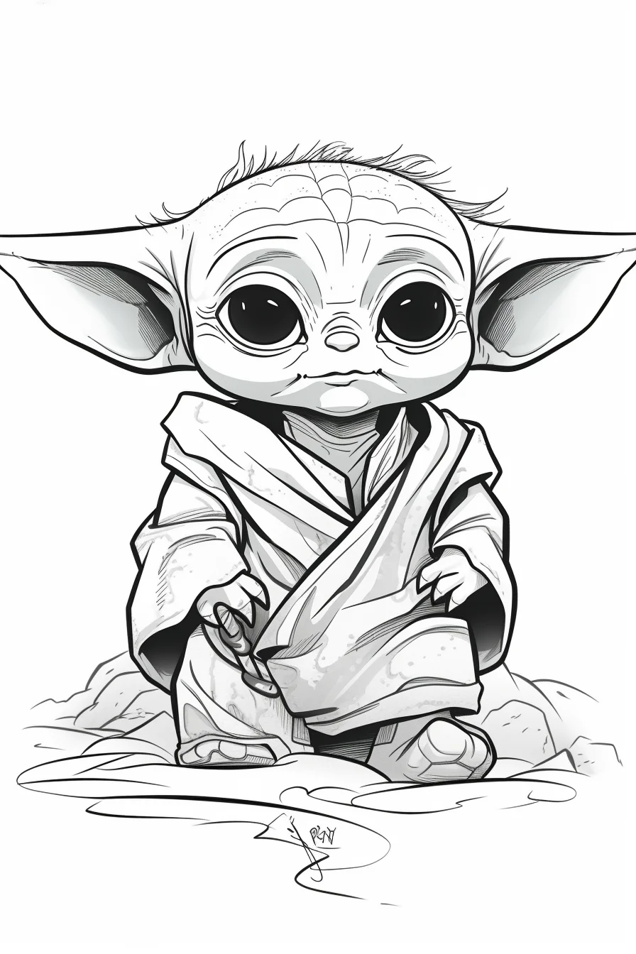 Kids Coloring Baby Yoda Coloring Pages