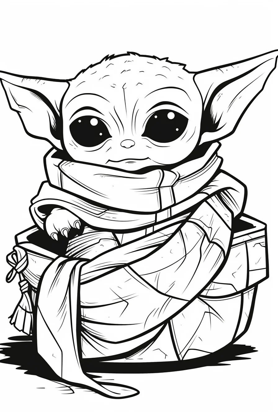 Mandalorian Baby Yoda Coloring Page