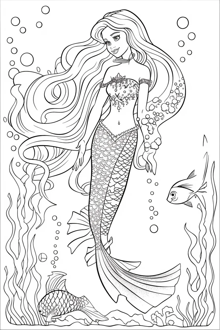 Mermaid Barbie Coloring Page