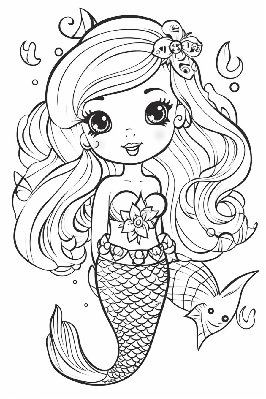 Mermaid coloring pages for girls