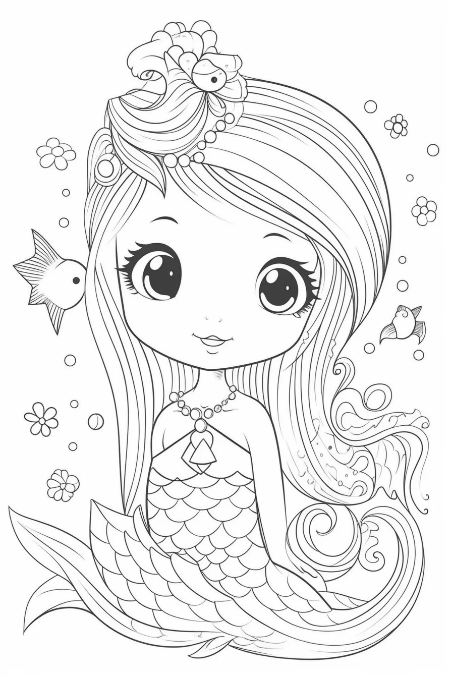 Mermaid coloring pages for preschoolers