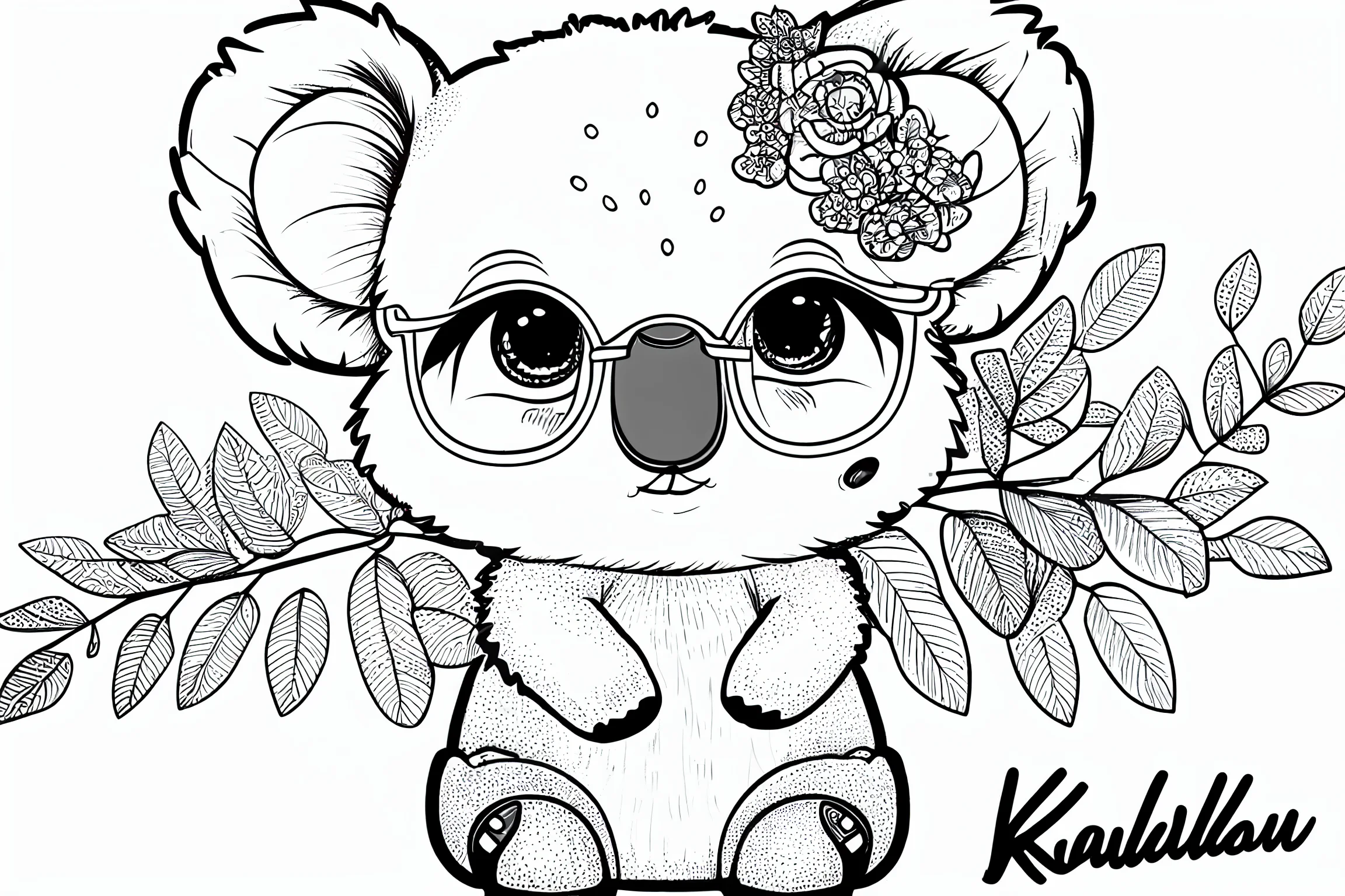 Printable cute baby koala coloring pages