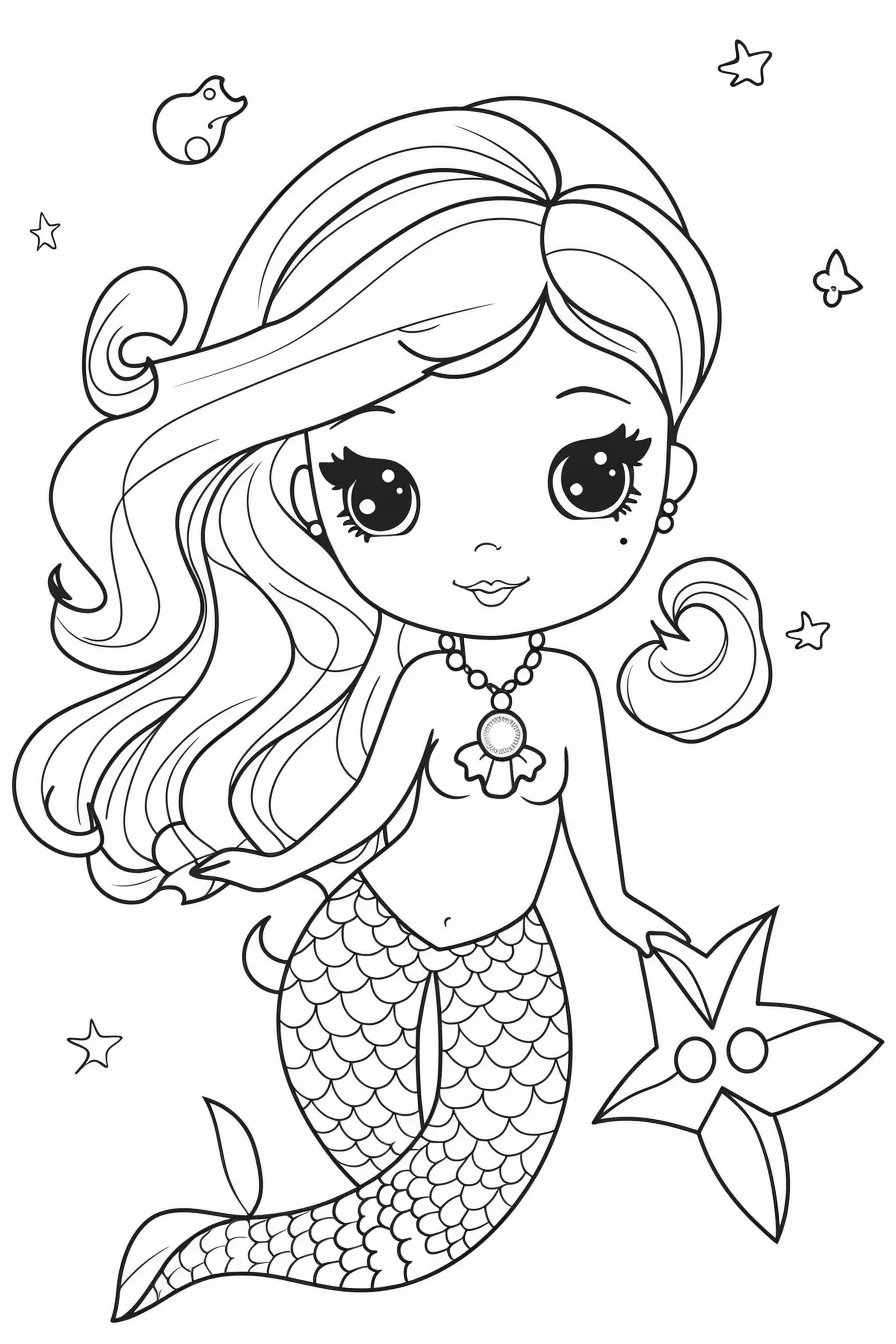 Printable easy little mermaid coloring pages