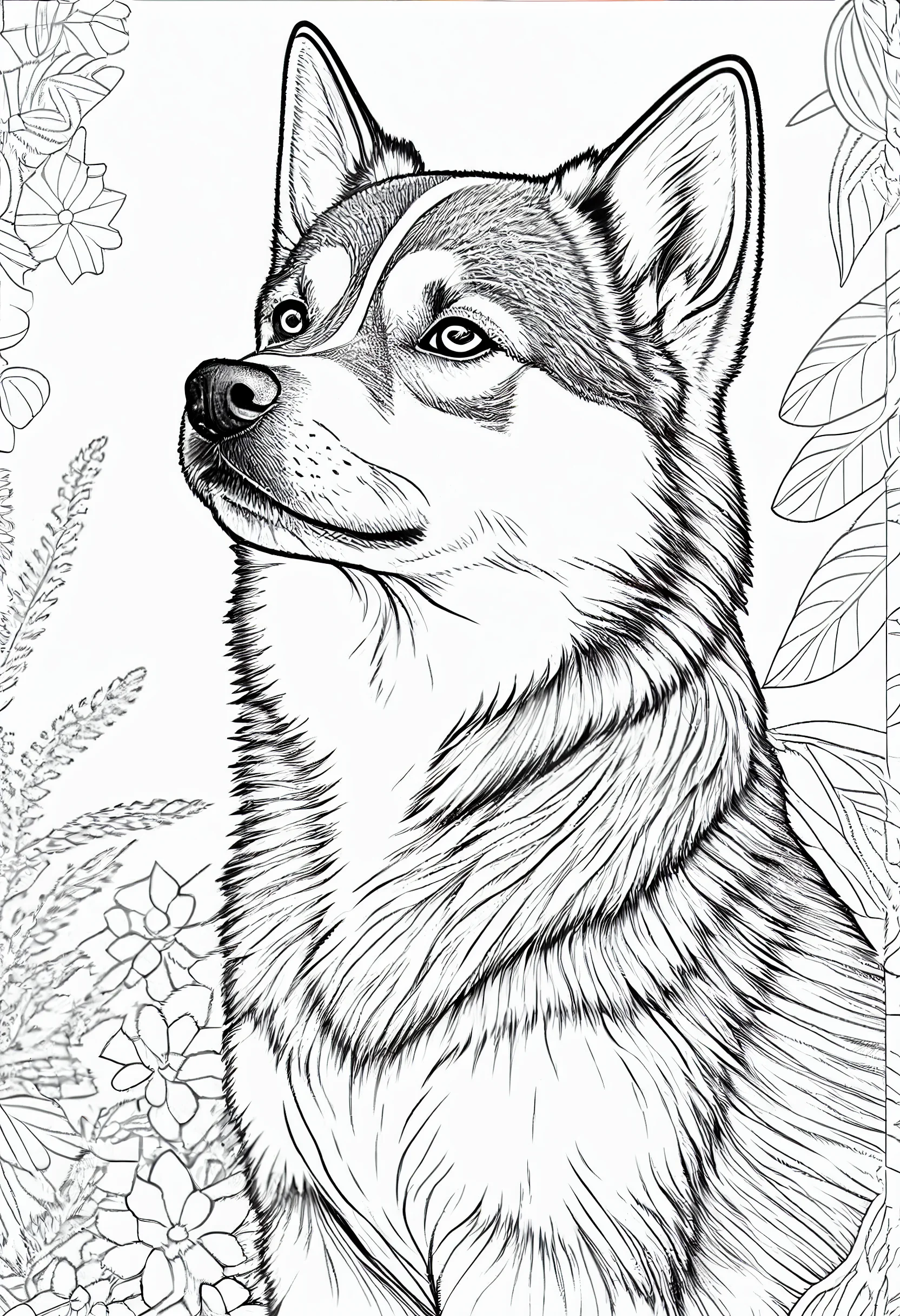 Printable realistic husky coloring pages