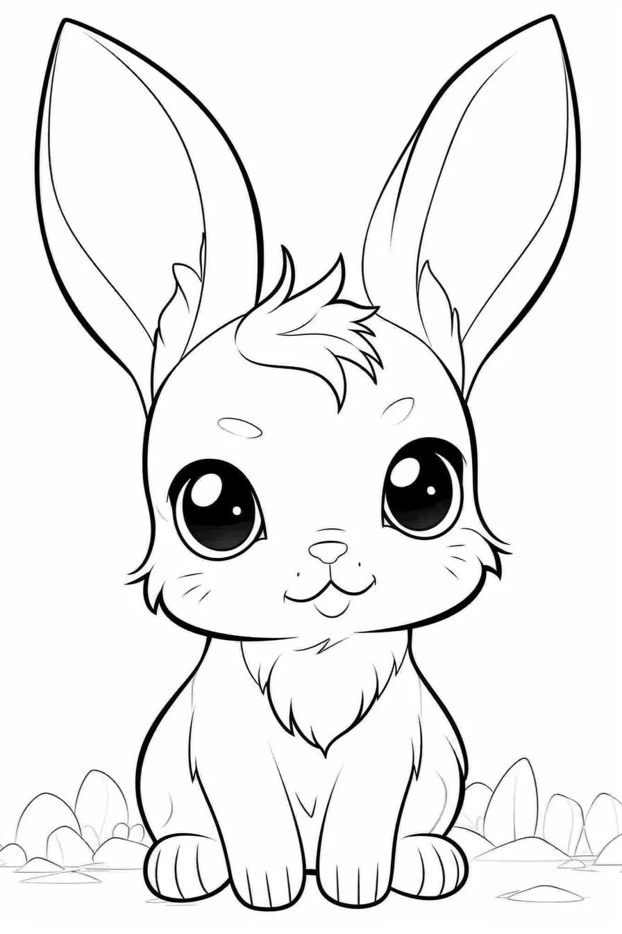 Realistic baby bunny coloring pages
