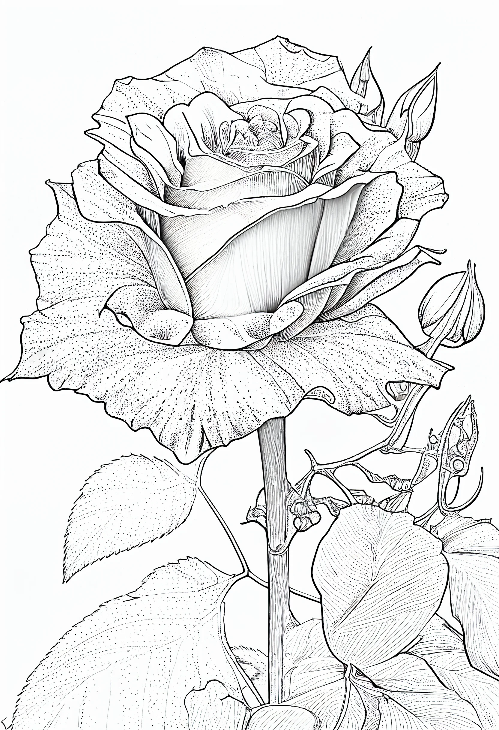 Realistic rose drawing