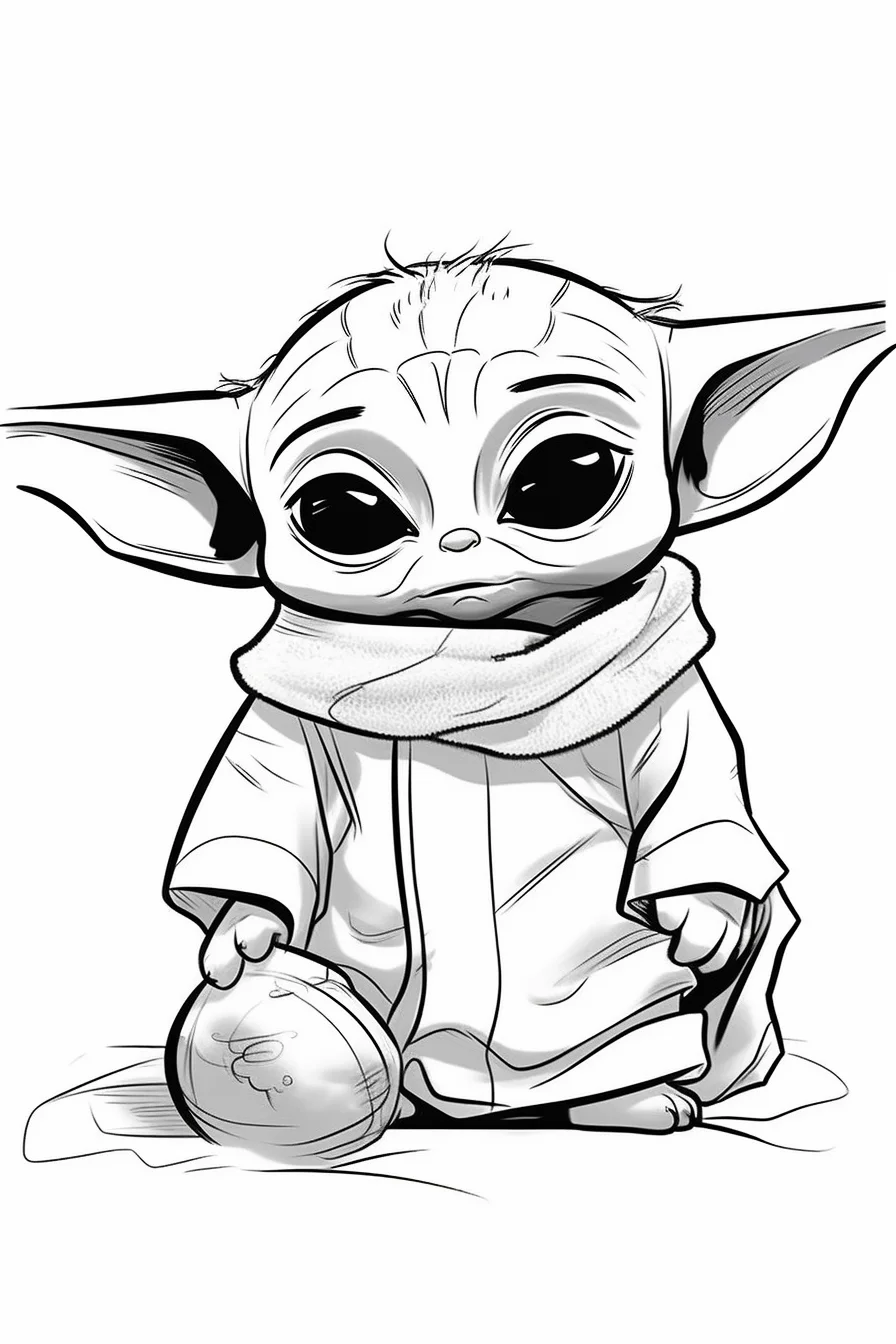 Simple Easy Kids Coloring Baby Yoda Coloring Pages