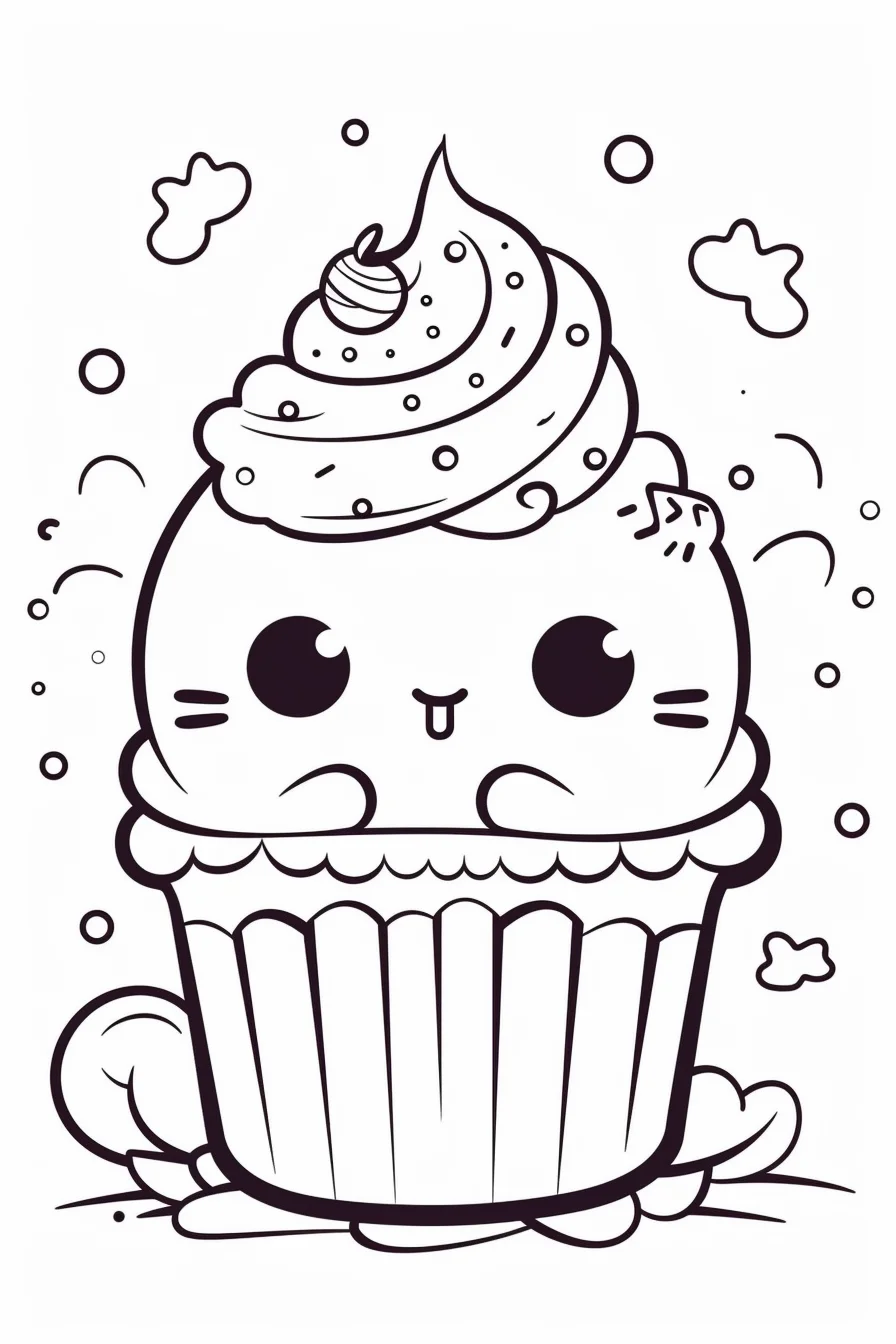 Simple kawaii food coloring pages