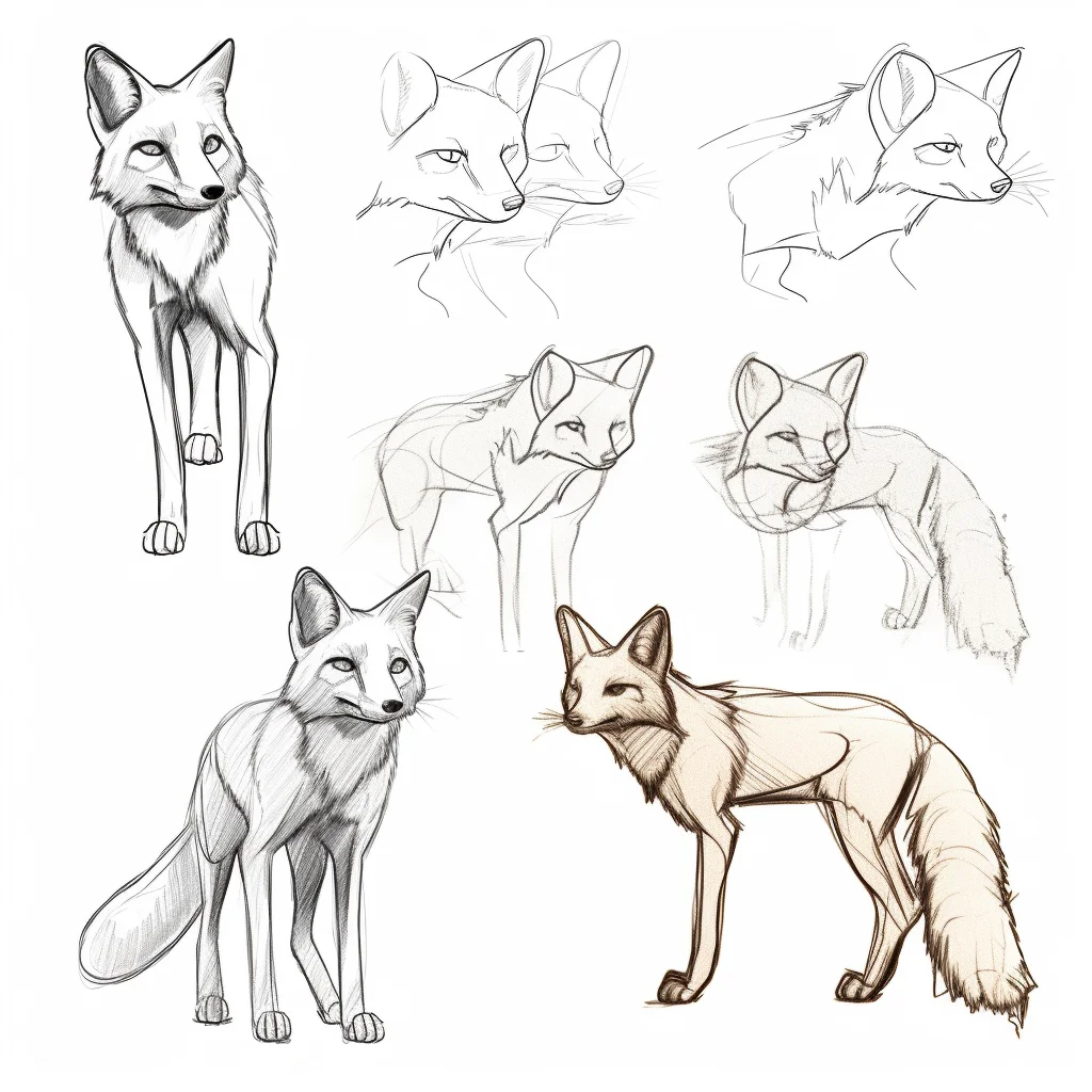 Step by step fox drawing easy