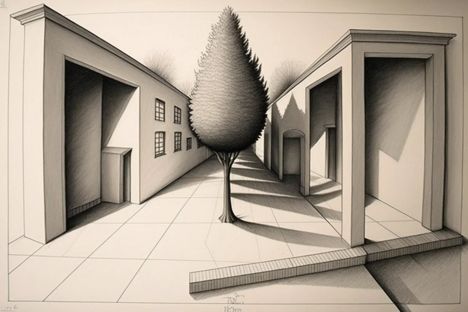 Street One Point Perspective Drawing.webp