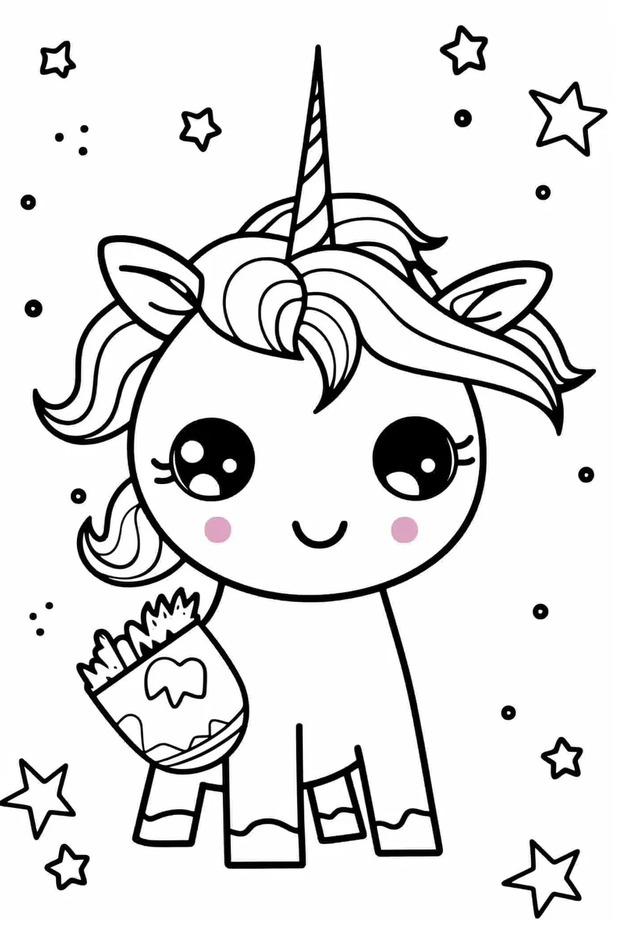 Unicorn cute coloring pages for girls easy
