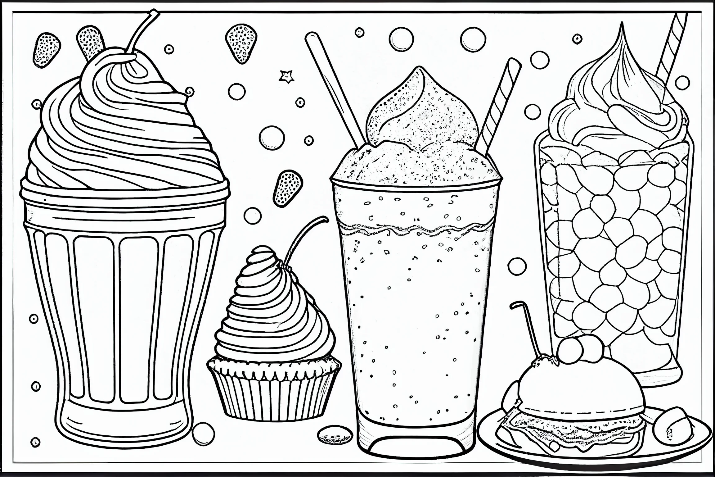 dessert cute food coloring pages