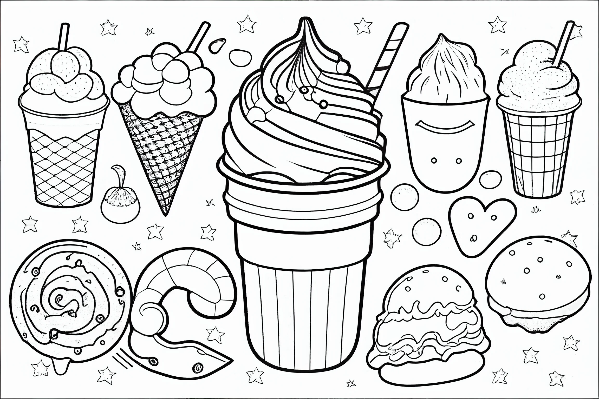 dessert kawaii food coloring pages