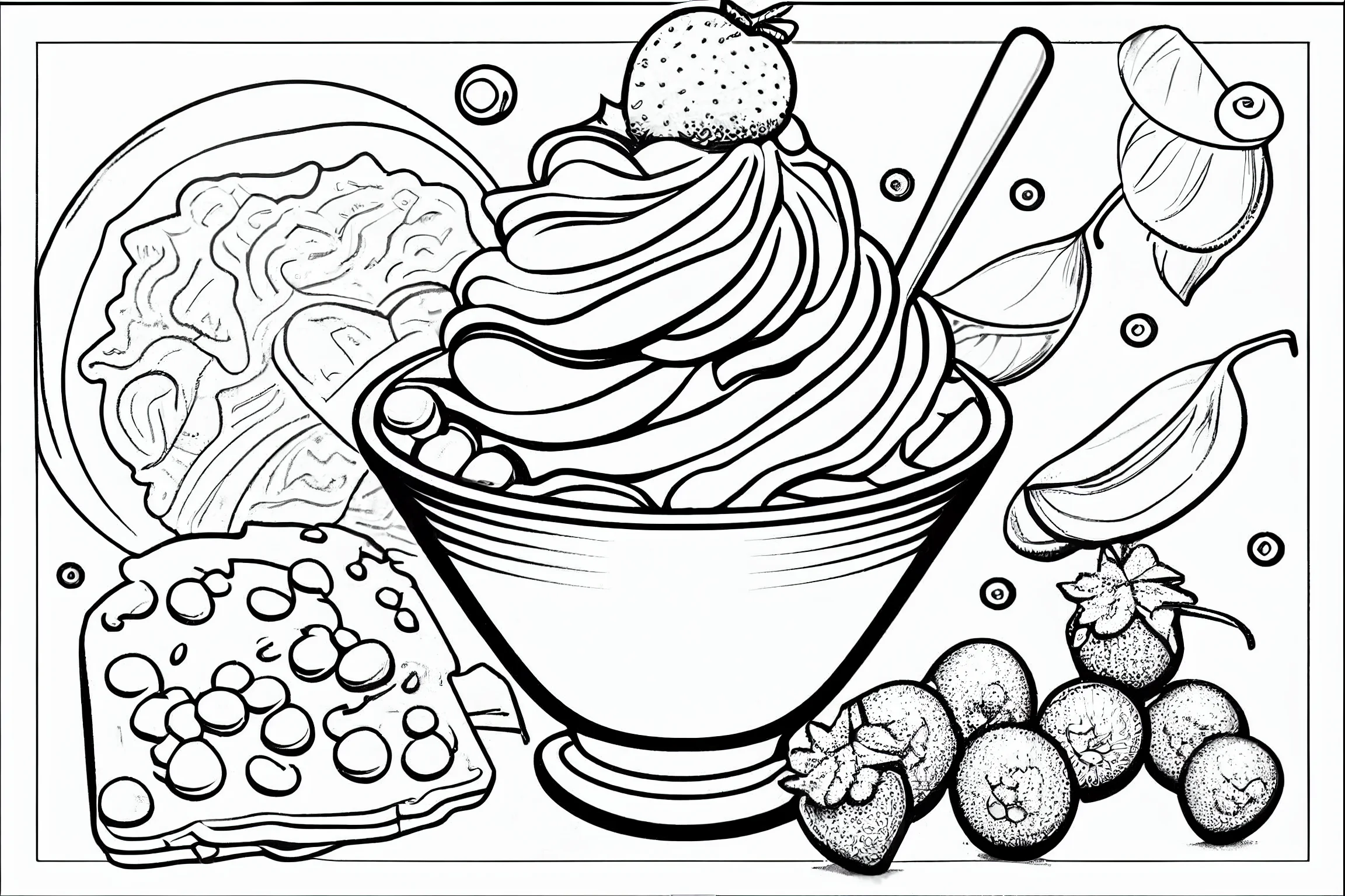 easy cute food coloring pages