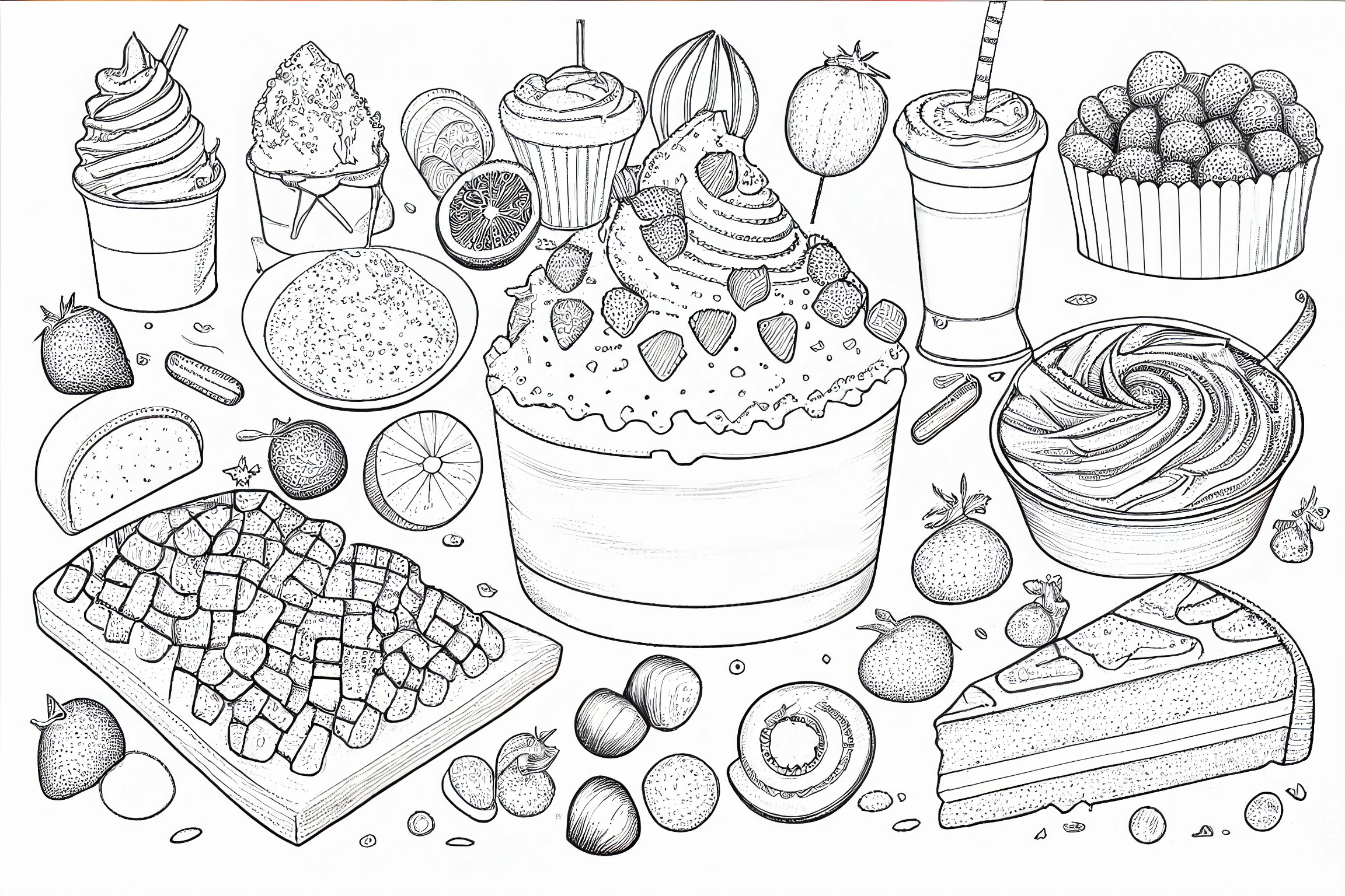 printable cute food coloring pages