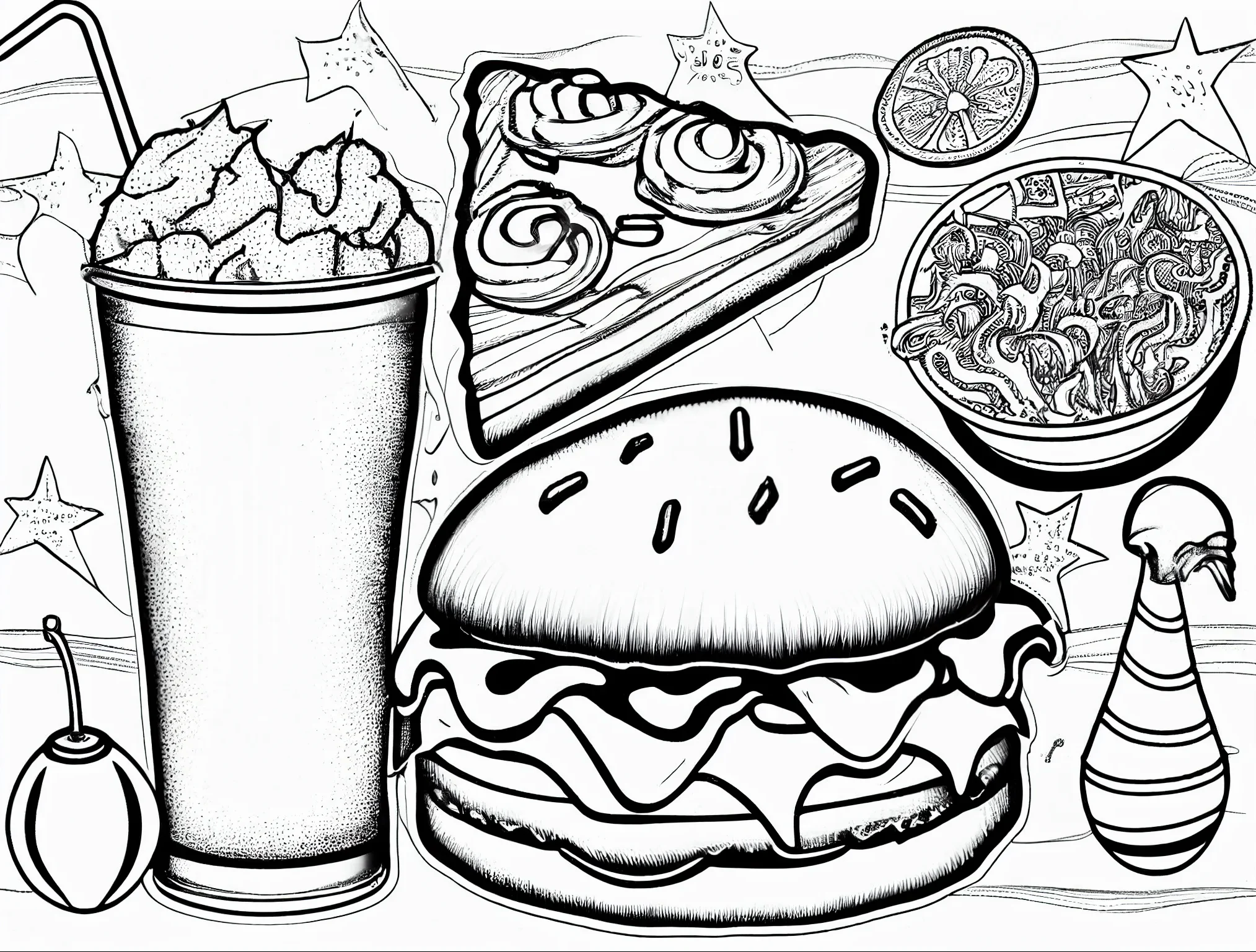 simple kawaii food coloring pages