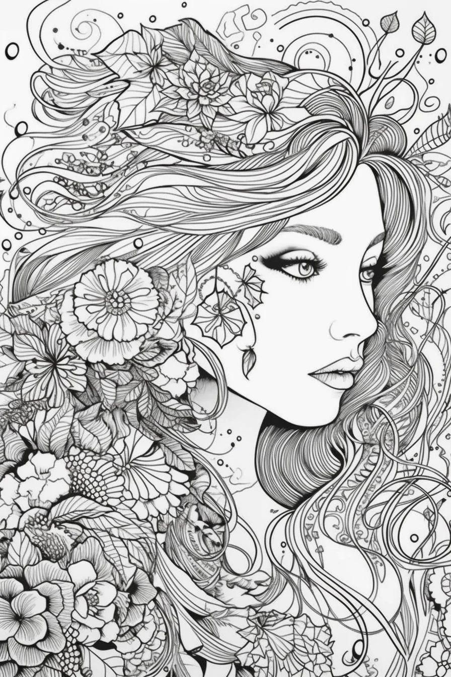 Aesthetic female coloring pages for teens girls