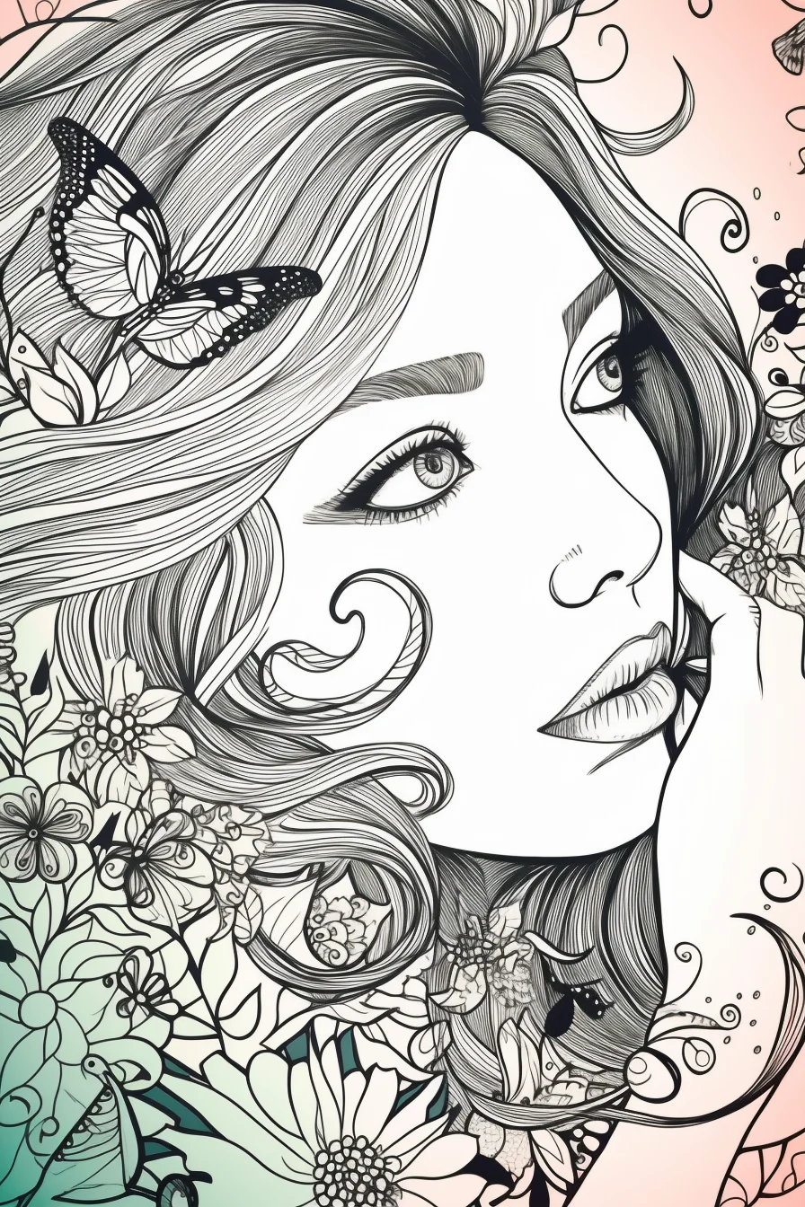 Aesthetics girl colouring pages
