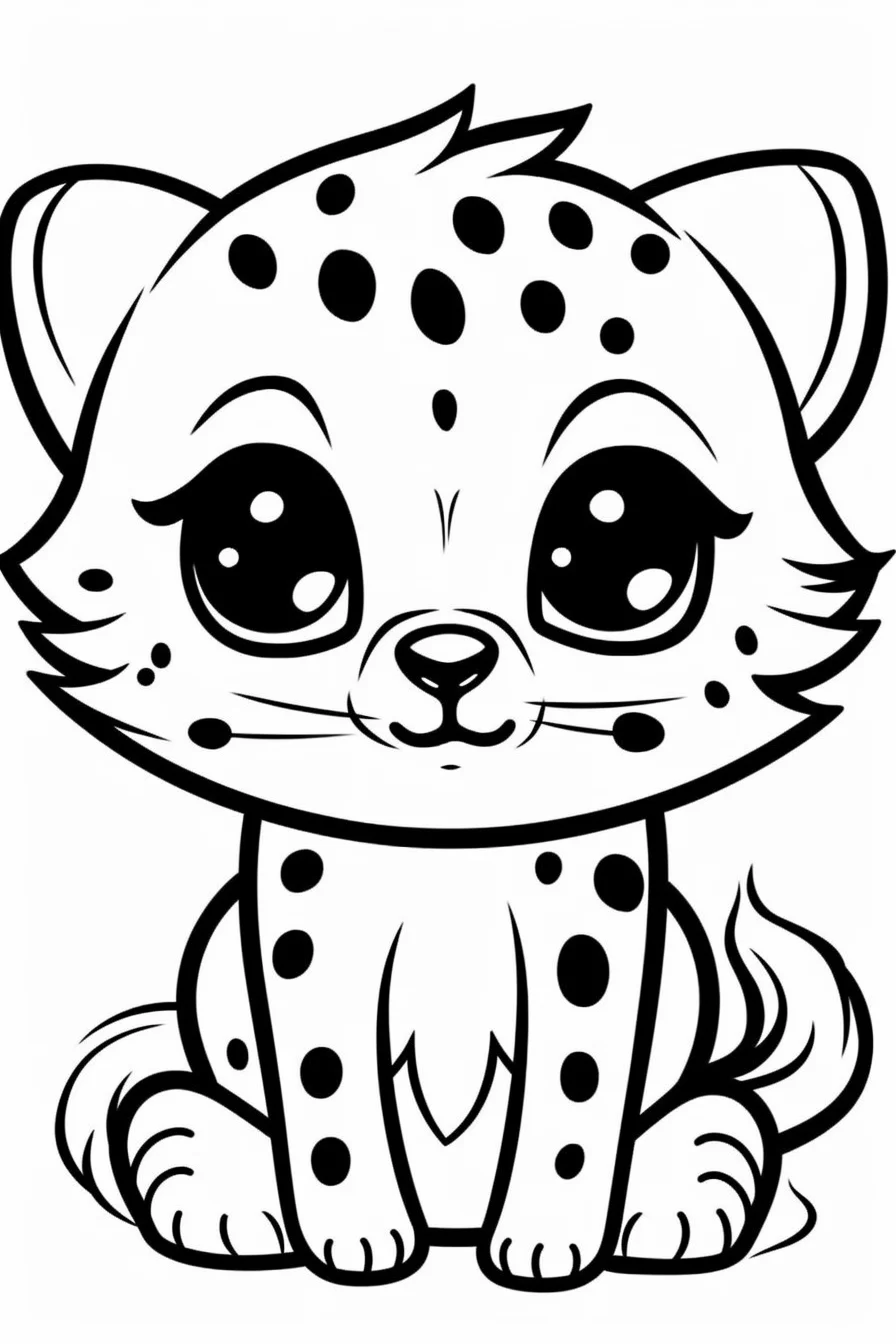 Baby Cheetah Cub Coloring Pages for Kids Free Printable