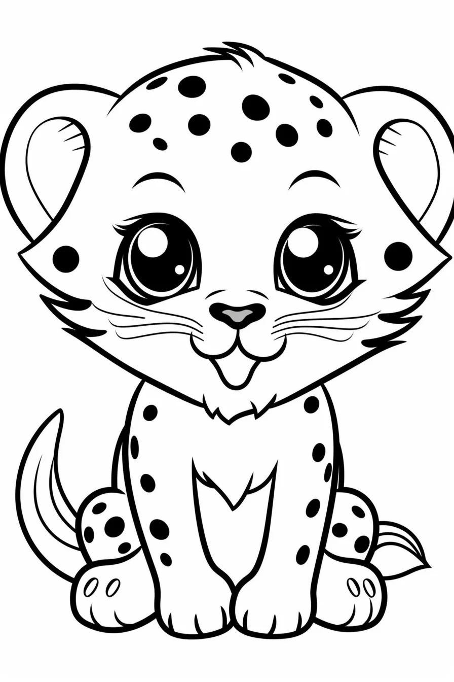 Baby Cheetah Cub Coloring Pages for Kids Printable