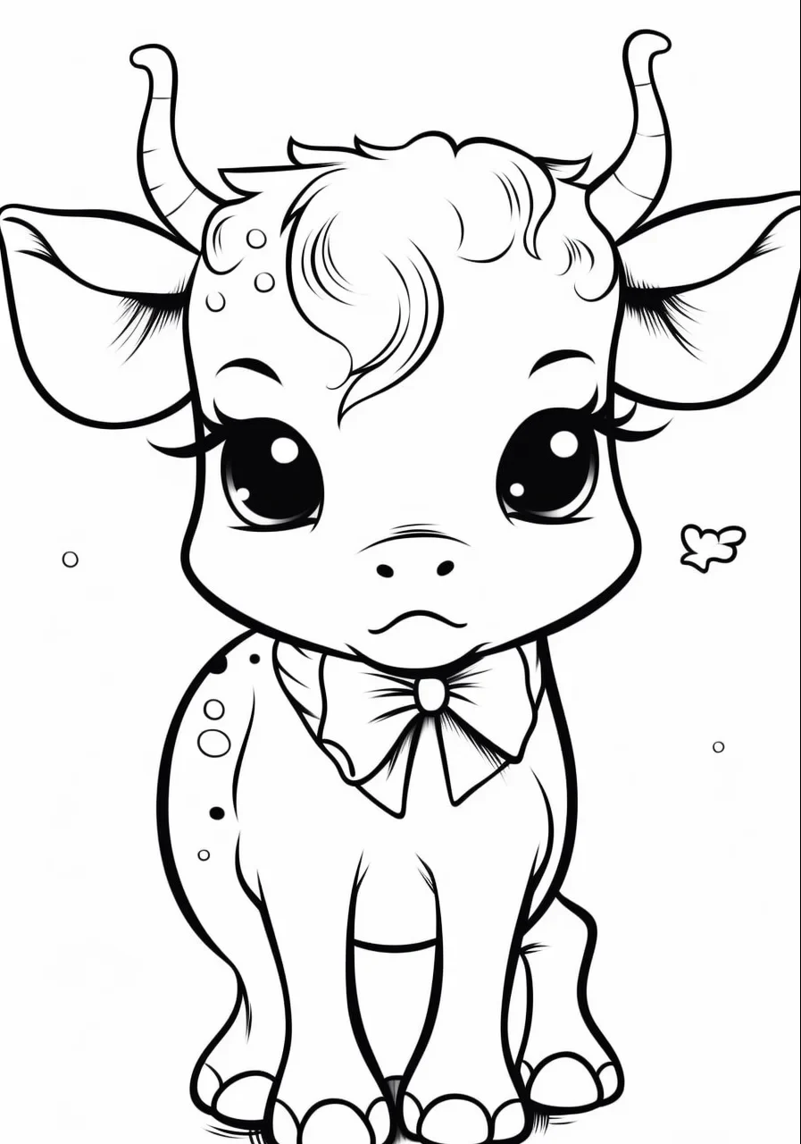 Easy Cute Cow Coloring Pages for Kids - Free Printable