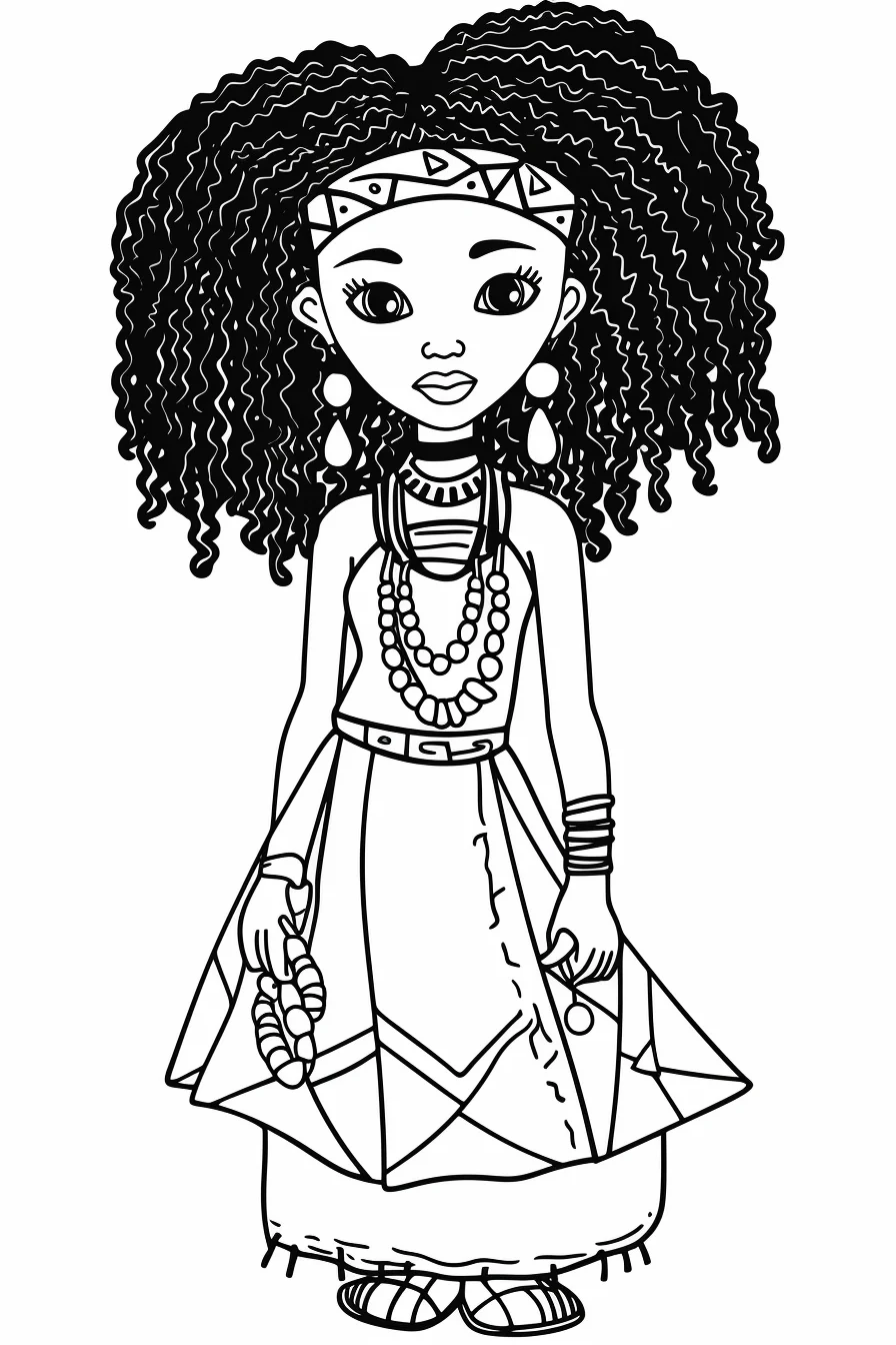 Black art black girl princess coloring pages