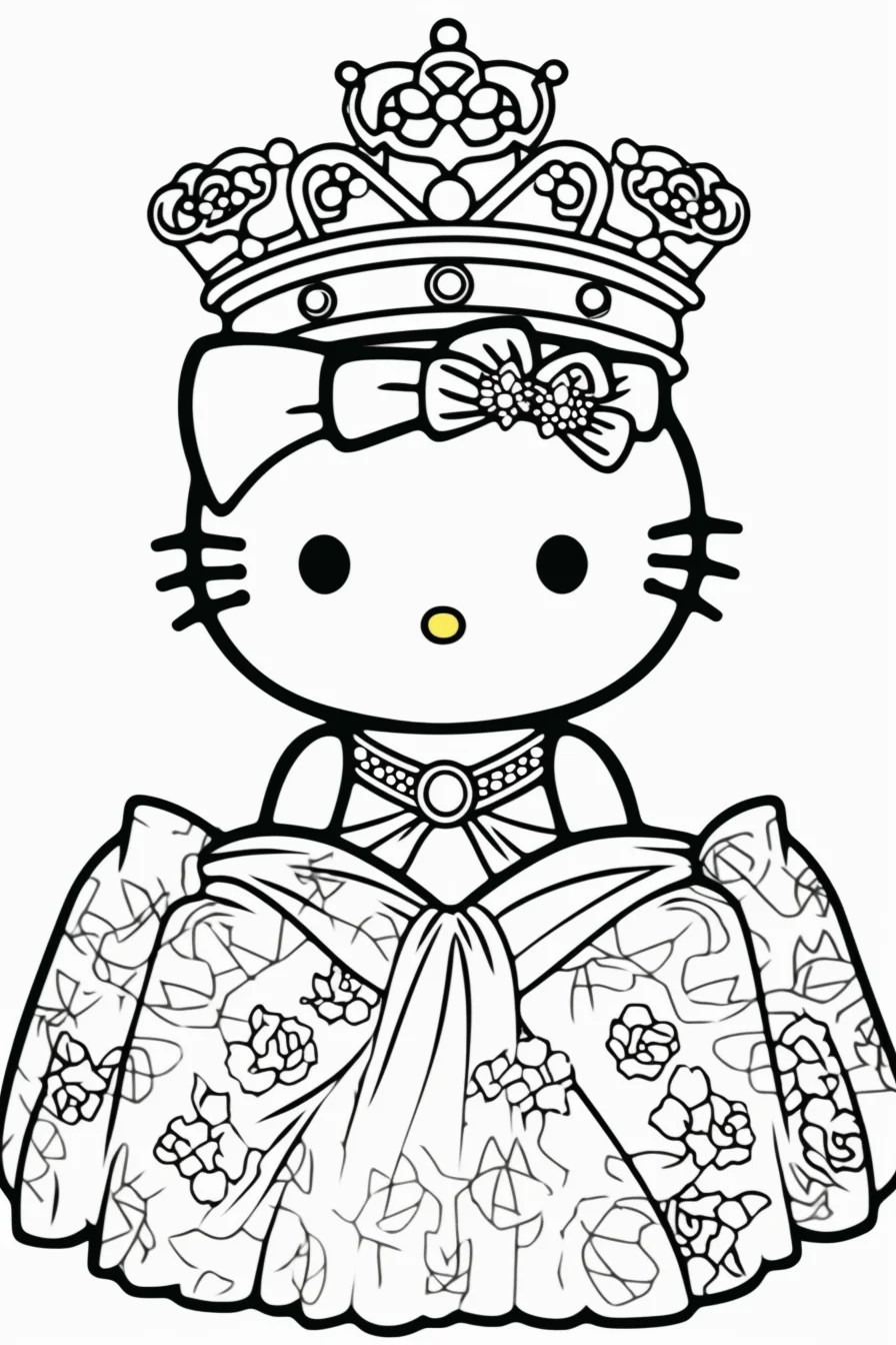 Coloring pages princess cute hello kitty