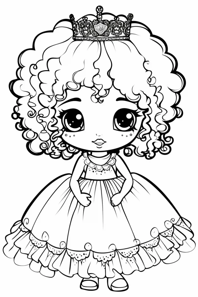 Cute African American Black Princess Coloring Pages Free